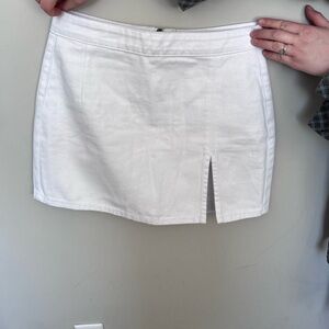 White denim mini skirt